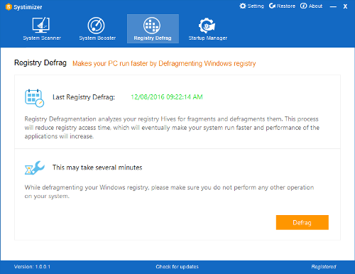 Registry Defragmentation